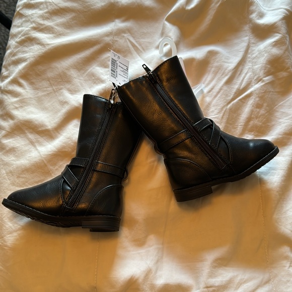 Children’s Place NWT Girls tall black faux leather boots Size 5 - Picture 8 of 11